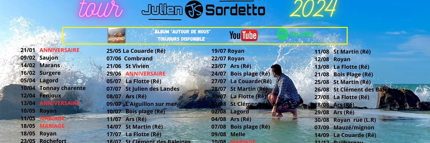Julien Sordetto, musicien Chanteur en représentation à Charente Maritime - photo de couverture